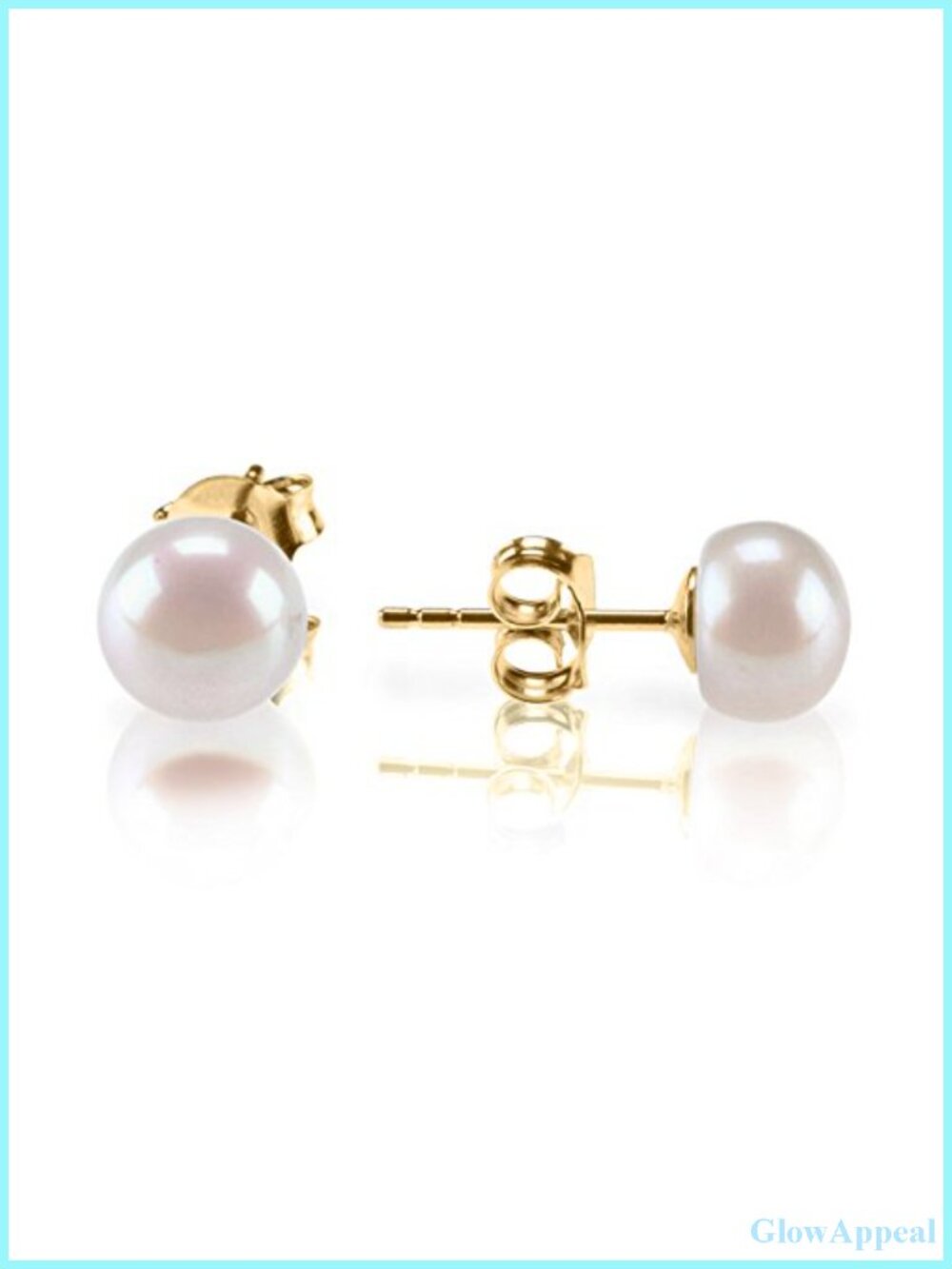 Freshwater Cultured Pearl Stud Earrings 14K Gold Plated 925 Sterling Silver